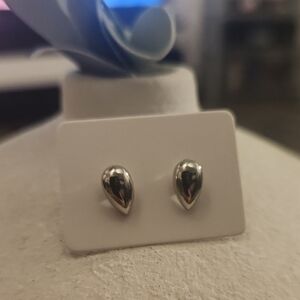 Silver Teardrop Stud Earrings - Women Jewelry